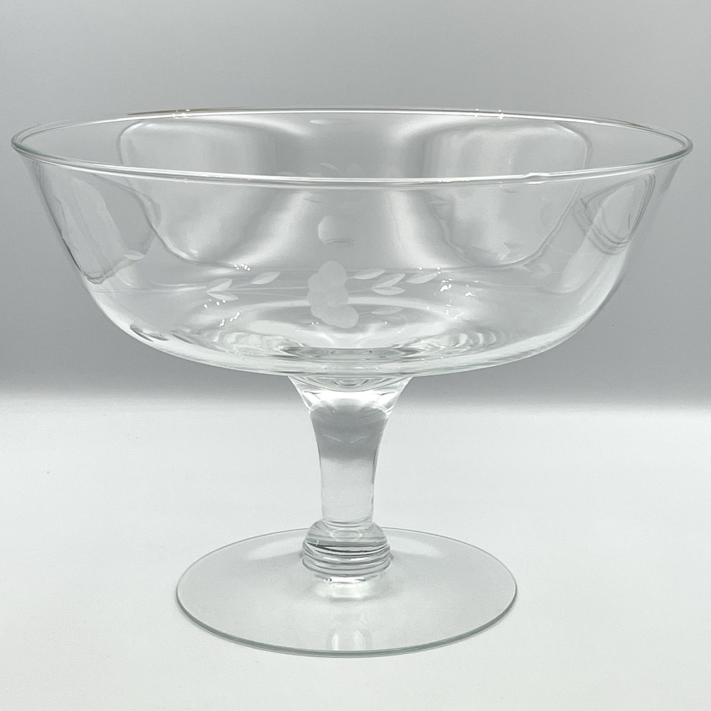 Vintage 1970s Princess House Heritage Large Crystal Pedestal Bowl Compote Floral